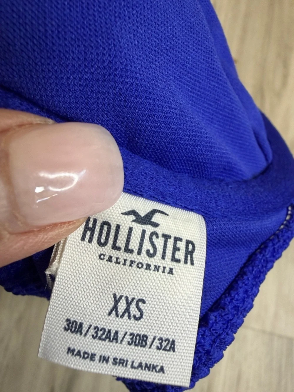 HOLLISTER Ribbed Deep V Bikini Top in Cobalt Blue size XXS